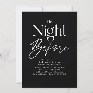 Black Modern Typography Rehearsal Dinner Invitation