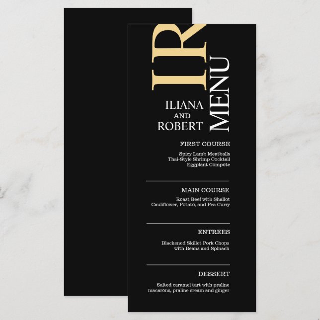 Black Modern wedding - Menu (Front/Back)