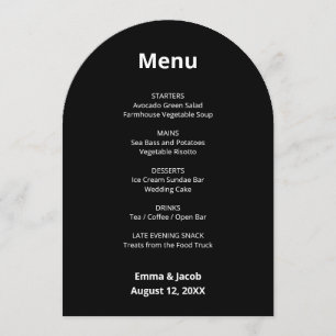Black Modern Wedding Menu Card
