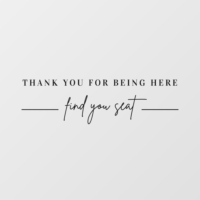 Black Modern Wedding Seating Chart Mirror Decal  (Sheet)