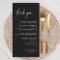Black Modern Wedding Table Thank You Note