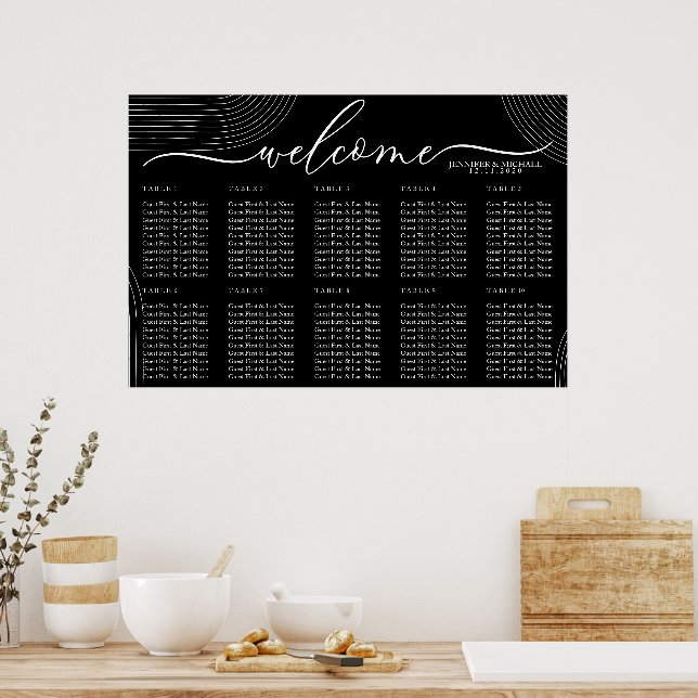 Black Modern Welcome Geometric Simple Seating Poster (Kitchen)