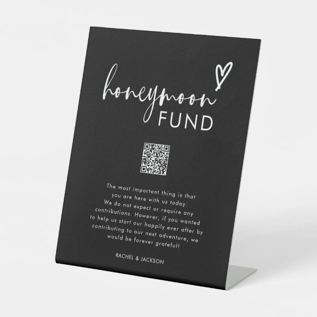 Black Modern Wishing Well Honeymoon Fund Sign (Front)