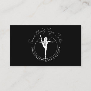 Black Modern Woman Sport Gym Yoga Business Card