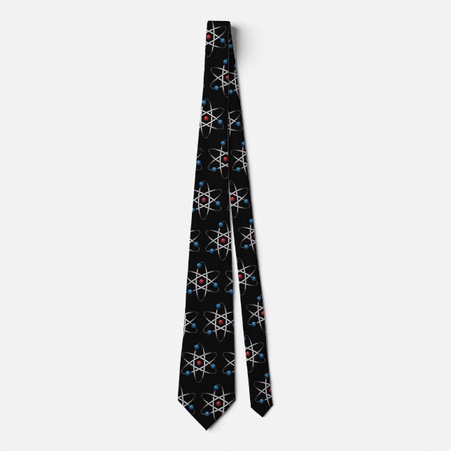 Black Molecule Atom Scientist Teacher Science Tie (Front)