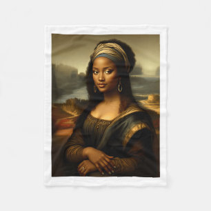 Black Mona Lisa African American Black History Mon Fleece Blanket