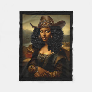 Black Mona Lisa African American Black History Mon Fleece Blanket