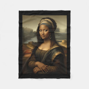 Black Mona Lisa African American Black History Mon Fleece Blanket