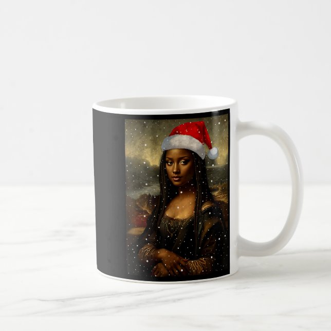 Black Mona Lisa African American Christmas Santa H Coffee Mug (Right)