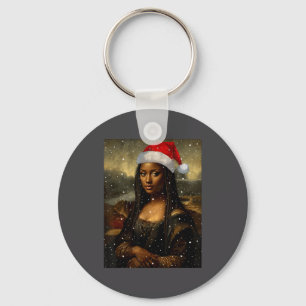 Black Mona Lisa African American Christmas Santa H Key Ring