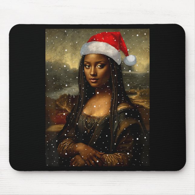 Black Mona Lisa African American Christmas Santa H Mouse Mat (Front)