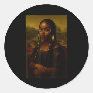 Black Mona Lisa Afro African American Melanin Blac Classic Round Sticker
