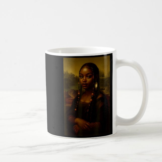 Black Mona Lisa Afro African American Melanin Blac Coffee Mug (Right)