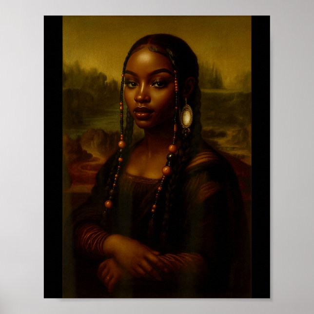 Black Mona Lisa Afro African American Melanin Blac Poster (Front)