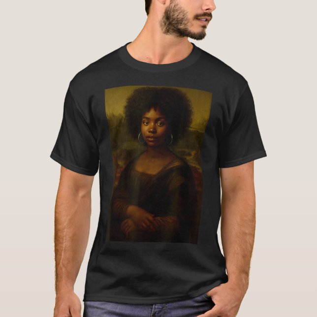 Black Mona Lisa Afro African American Melanin Blac T-Shirt (Front)