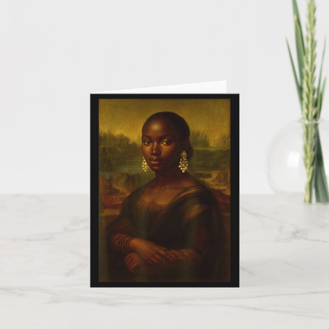 Black Mona Lisa Afro African Melanin Black History Card (Front)