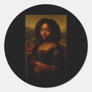 Black Mona Lisa Afro African Melanin Black History Classic Round Sticker
