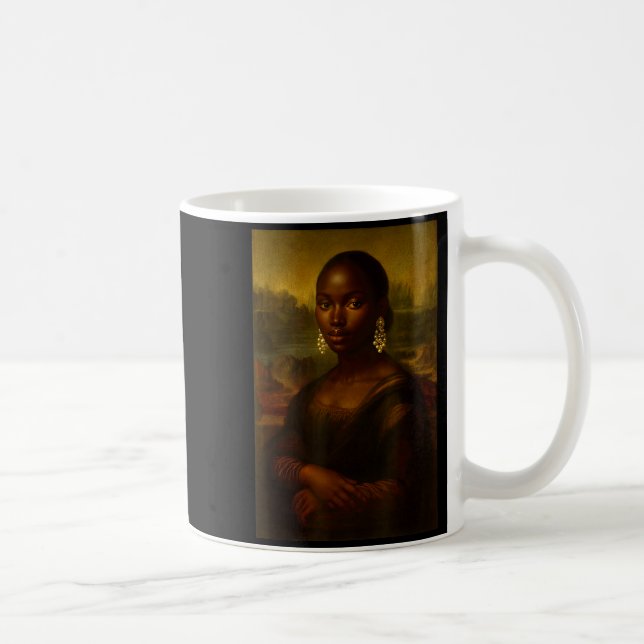Black Mona Lisa Afro African Melanin Black History Coffee Mug (Right)