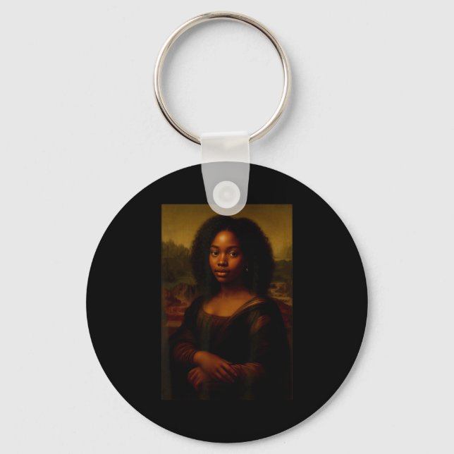 Black Mona Lisa Afro African Melanin Black History Key Ring (Front)