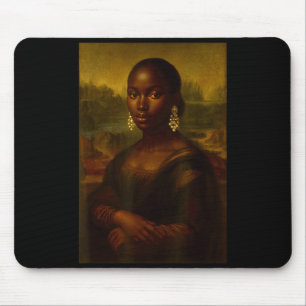 Black Mona Lisa Afro African Melanin Black History Mouse Mat