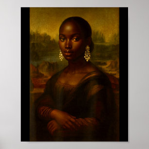 Black Mona Lisa Afro African Melanin Black History Poster