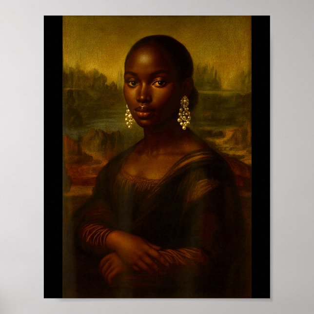 Black Mona Lisa Afro African Melanin Black History Poster (Front)