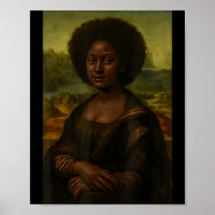 Black Mona Lisa Afro African Melanin Black History Poster