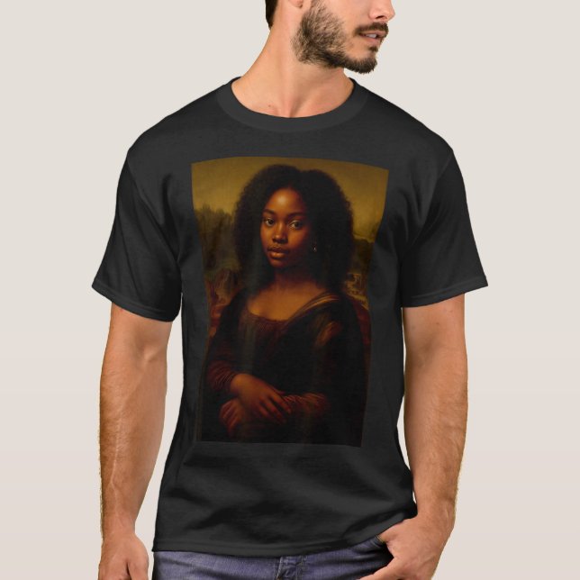 Black Mona Lisa Afro African Melanin Black History T-Shirt (Front)