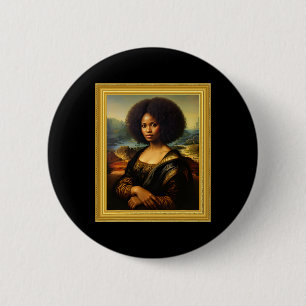 Black Mona Lisa Afro Queen African Woman Black His 6 Cm Round Badge