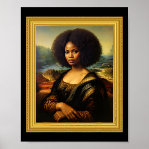 Black Mona Lisa Afro Queen African Woman Black His Poster