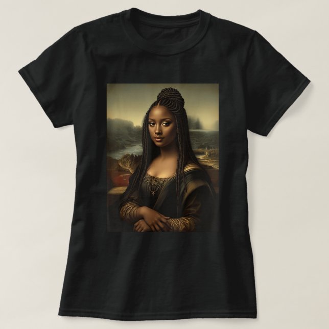 Black Mona Lisa Art Black History T-Shirt (Design Front)