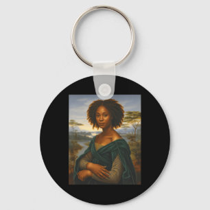 Black Mona Lisa Graphic Afro African American June Key Ring