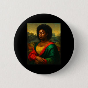 Black Mona Lisa Side Eye Afro Woman Black History 6 Cm Round Badge