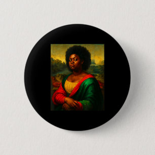 Black Mona Lisa Side Eye Afro Woman Black History 6 Cm Round Badge