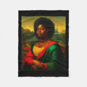 Black Mona Lisa Side Eye Afro Woman Black History Fleece Blanket