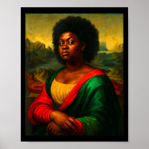 Black Mona Lisa Side Eye Afro Woman Black History  Poster