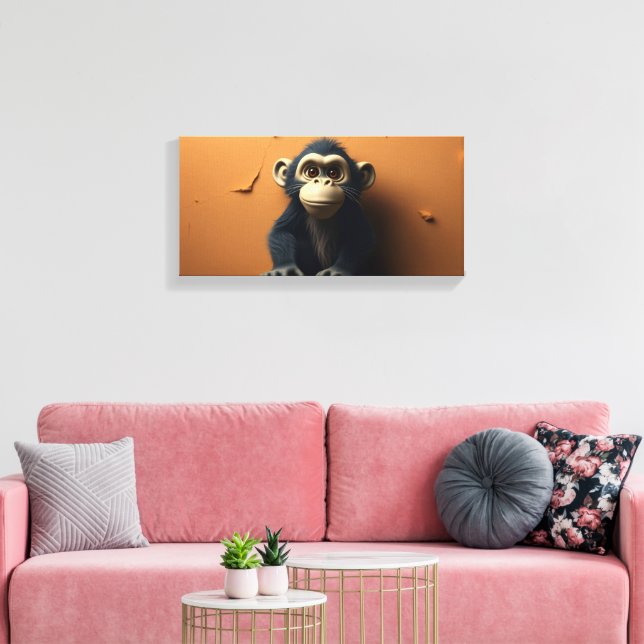 Black monkey canvas print (Insitu(LivingRoom))