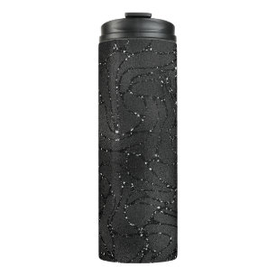 Black monochromatic glittery background thermal tumbler
