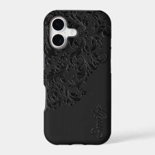 Black Monochromatic Vintage Floral Lace