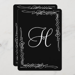Black Monogram Art Deco Wedding Invitation