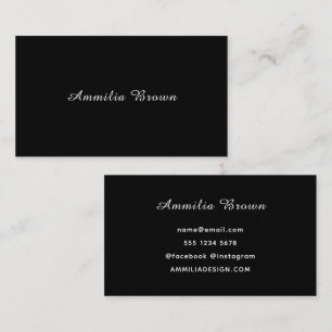 Black Monogram Business Card Elegant Script