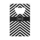 Black Monogram Chevron - Bottle Opener Key Chain