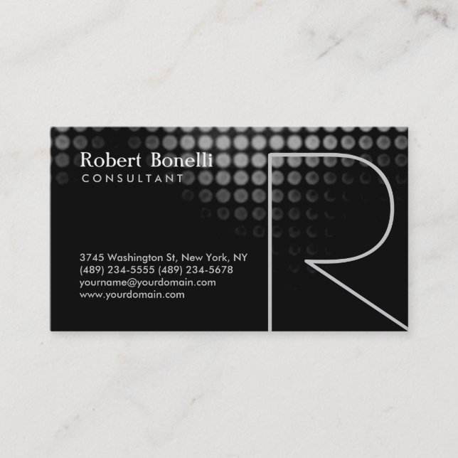 Black Monogram Consultant Business Card (Front)