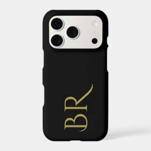 Black Monogram Gold Initials Minimal Elegant Men