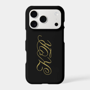 Black Monogram Gold Script Initials Minimalist Men