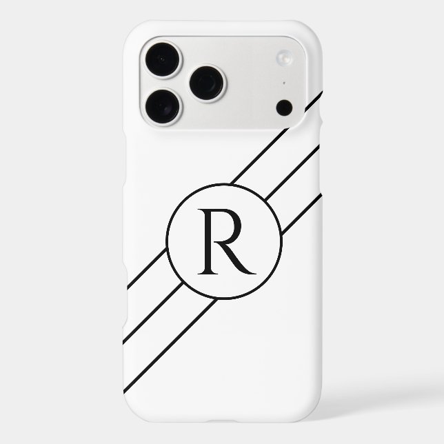 Black Monogram in Circle, Diagonal Lines White (Back)