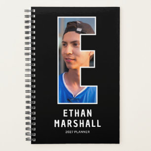 Black Monogram Initial 'E' Photo Planner