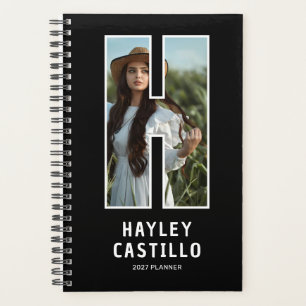 Black Monogram Initial 'H' Photo Planner