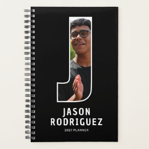 Black Monogram Initial 'J' Photo Planner