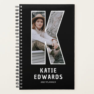Black Monogram Initial 'K' Photo Planner